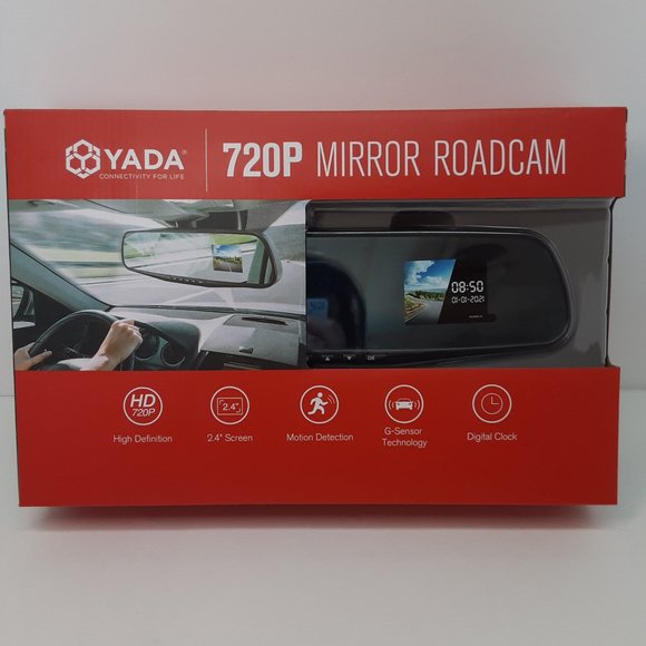 Yada RoadCam 720P Mirror Camera, 120-Degree Wide Angle Lens, G-Sensor Technology - Picture 1 of 11